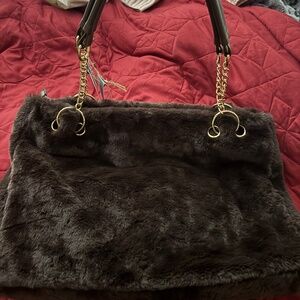Expressions NYC brown fur handbag